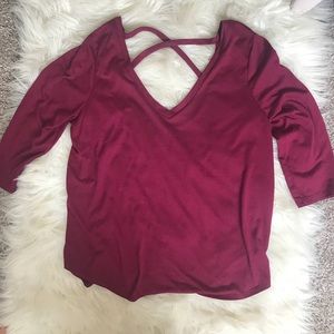 Cross Back Burgundy Shirt